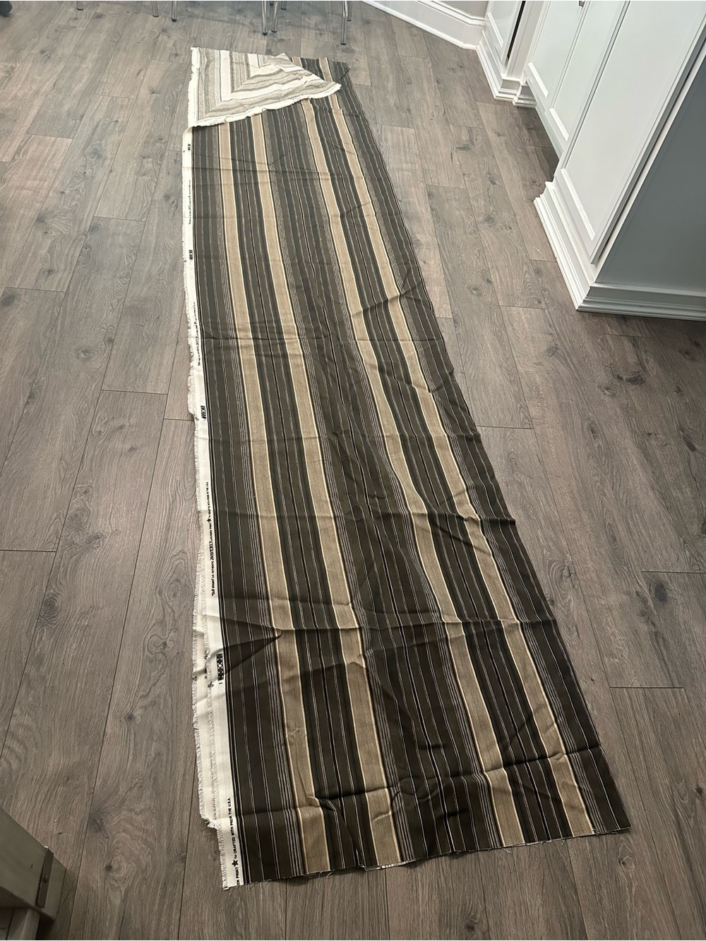 Striped Long Fabric Panel in Brown and Cream